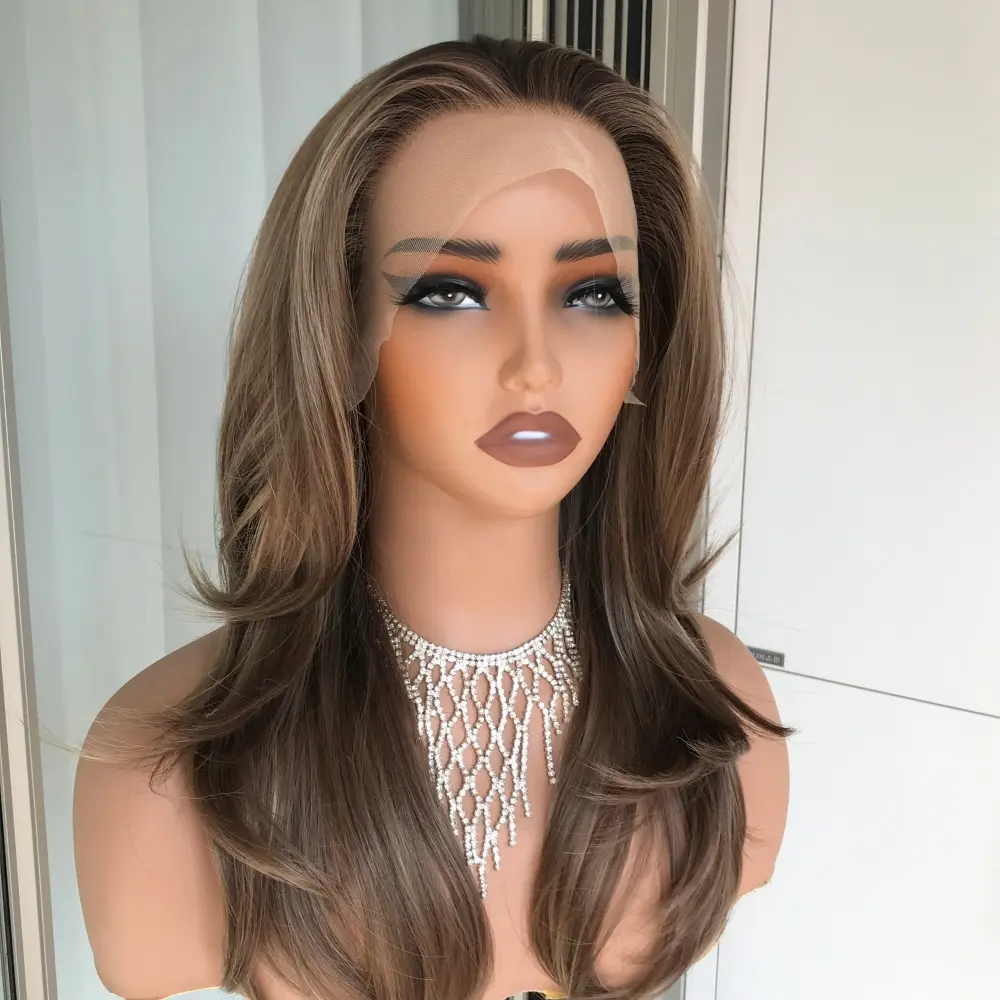AISOM Jenna Beige Brunette Layered Straight