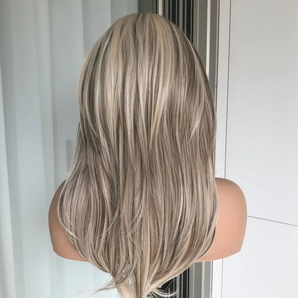 AISOM Jenna Iced Beige Blonde with Brown Lowlight Color Layered Straight