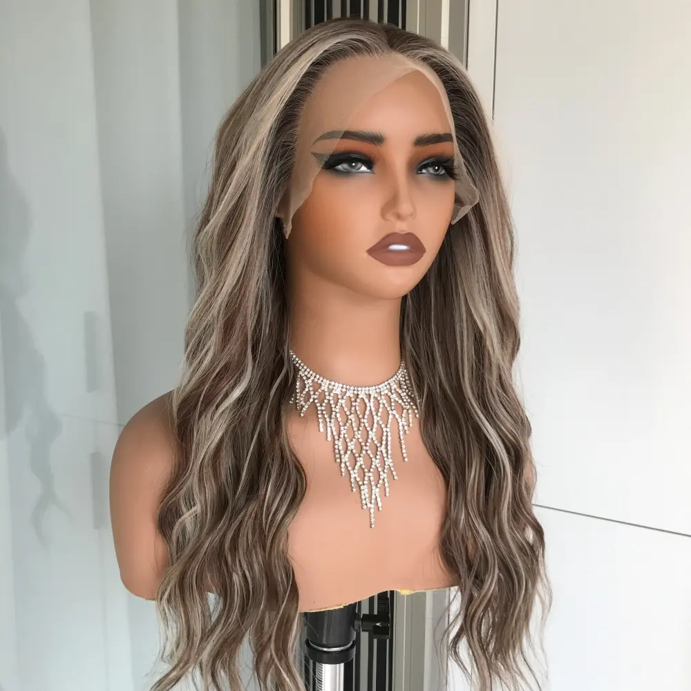 AISOM Marissa Beige Highlighted Brunette Long Water Wave