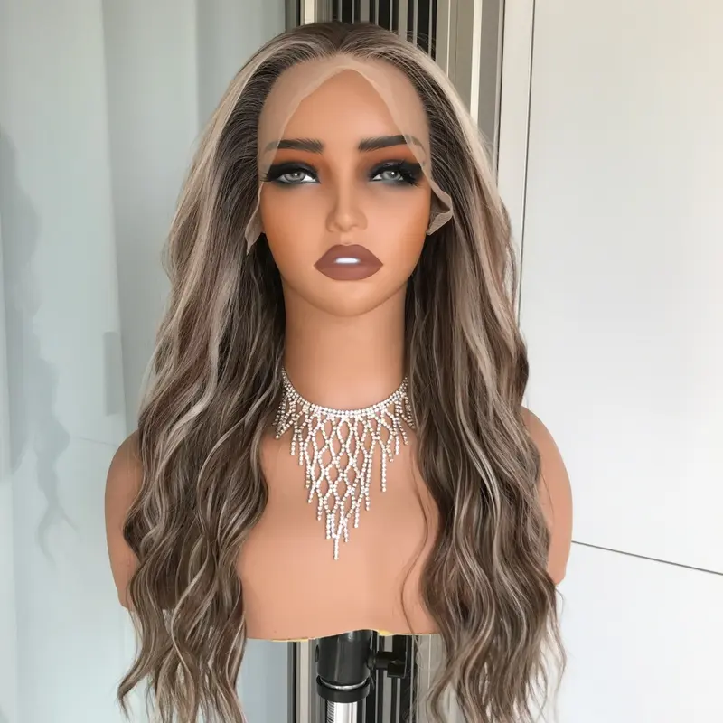 AISOM Marissa Beige Highlighted Brunette Long Water Wave