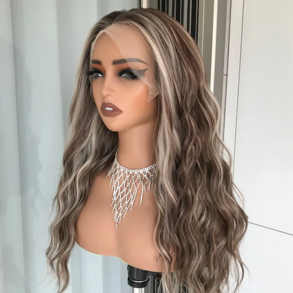 AISOM Marissa Beige Highlighted Brunette Long Water Wave