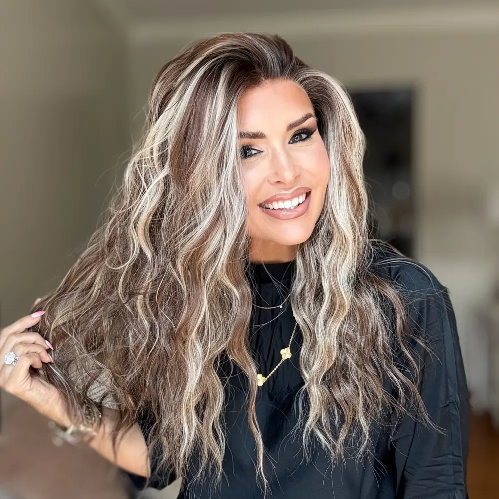 AISOM Marissa Beige Highlighted Brunette Long Water Wave