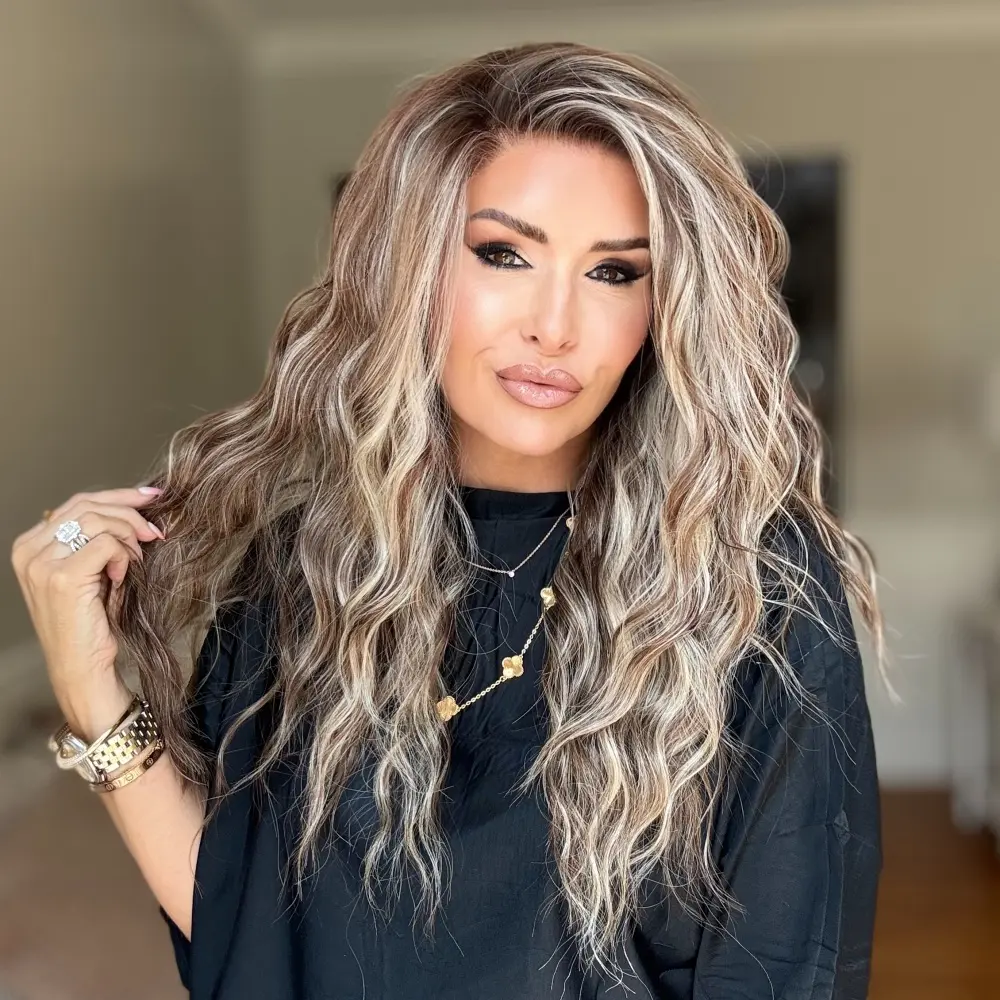 AISOM Marissa Beige Highlighted Brunette Long Water Wave