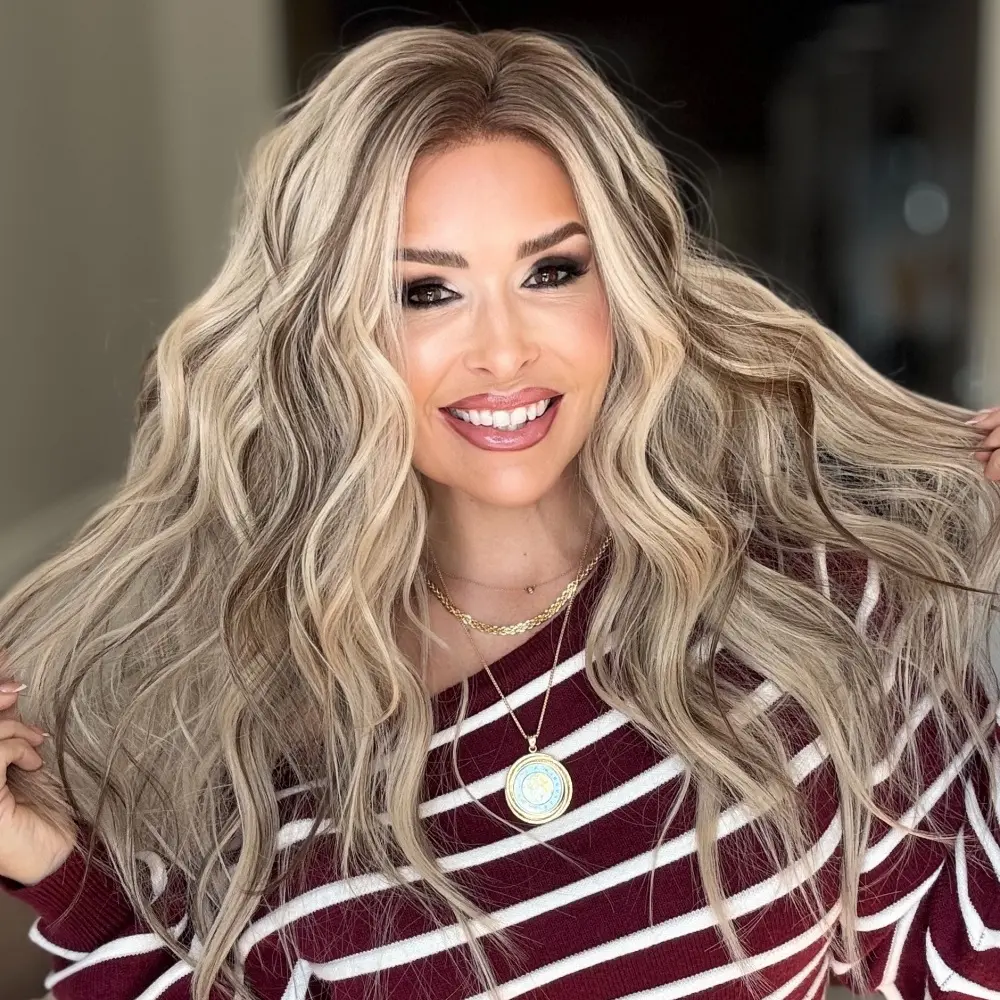 AISOM Selina Ash Blonde with Brown Lowlights Body Wave