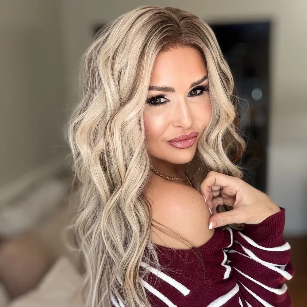 AISOM Selina Ash Blonde with Brown Lowlights Body Wave