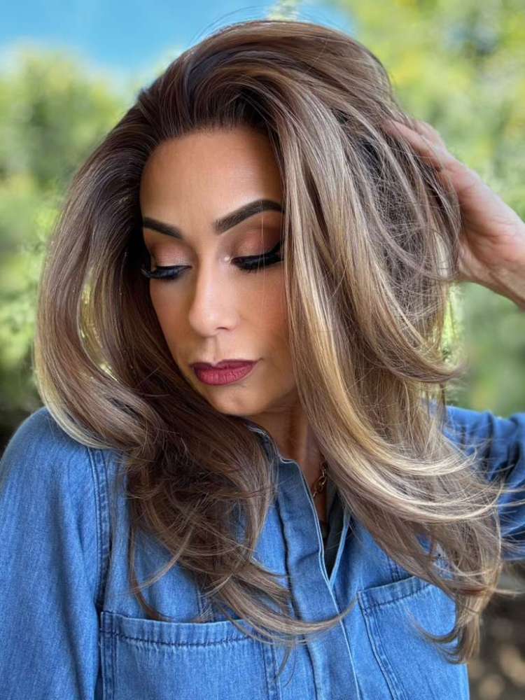 AISOM Jenna Beige Brunette Layered Straight