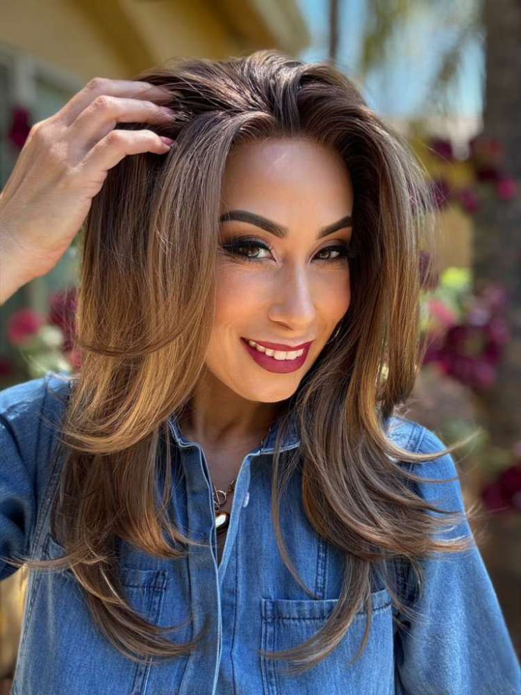 AISOM Jenna Beige Brunette Layered Straight