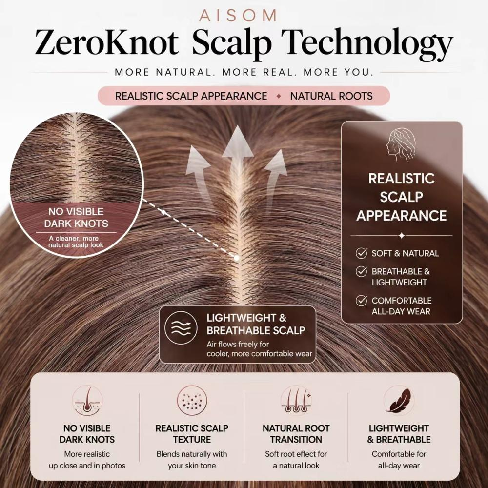 AISOM New-Kaia Milk Tea Brown Water Wave Bangs Wig
