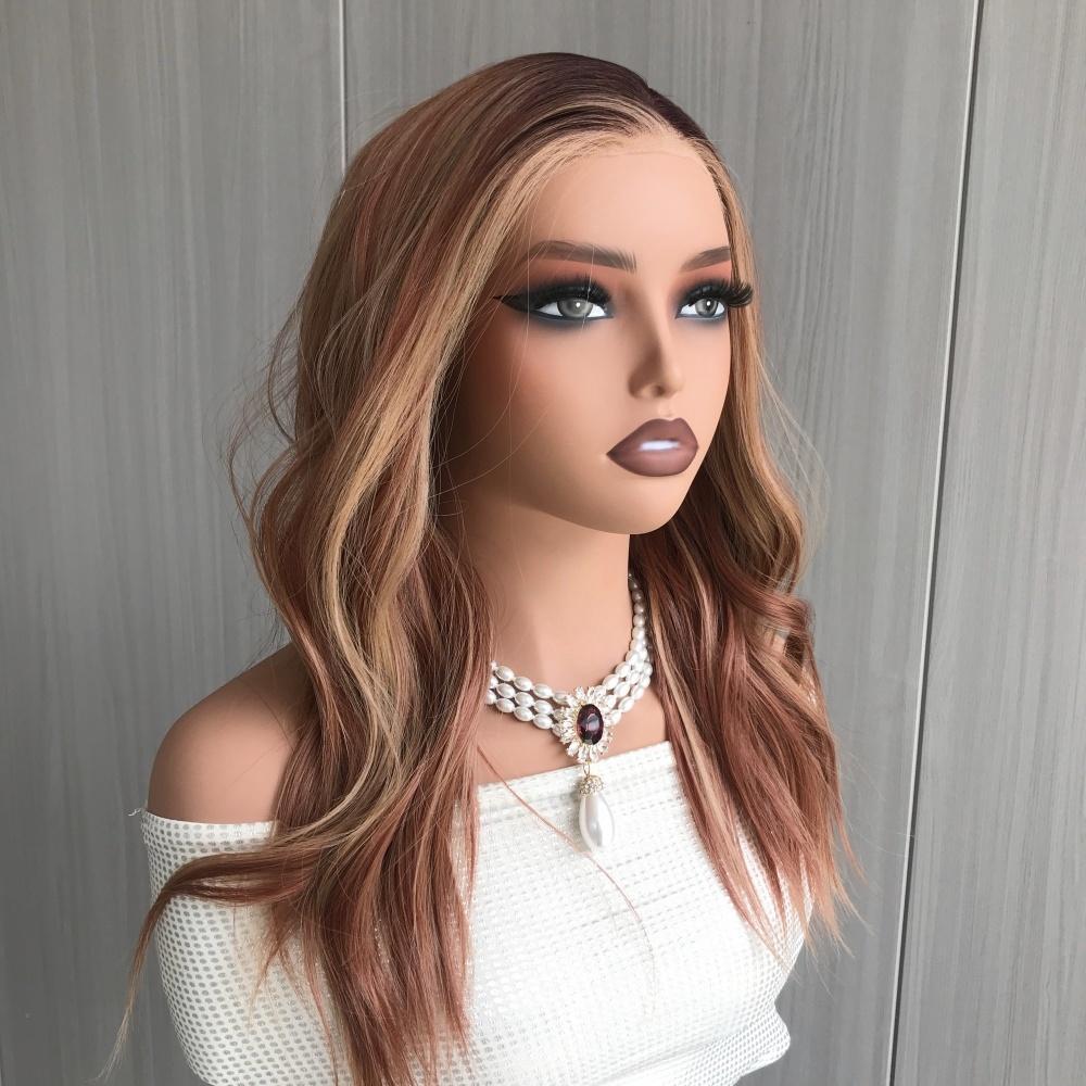 AISOM Sierra Strawberry Kiss Beach Wave Free Part Classic 13x4 Lace Front Wig with Scandinavian Hairline Low Density 18 Inches