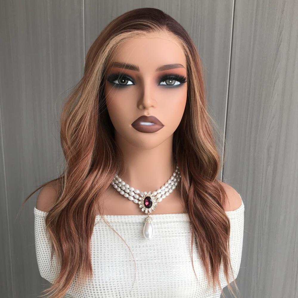 AISOM Sierra Strawberry Kiss Beach Wave Free Part Classic 13x4 Lace Front Wig with Scandinavian Hairline Low Density 18 Inches
