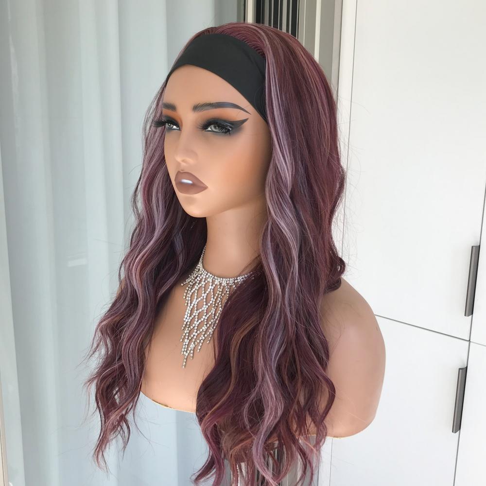 AISOM Maya Crushed Berry Long Water Wave Headband Wig