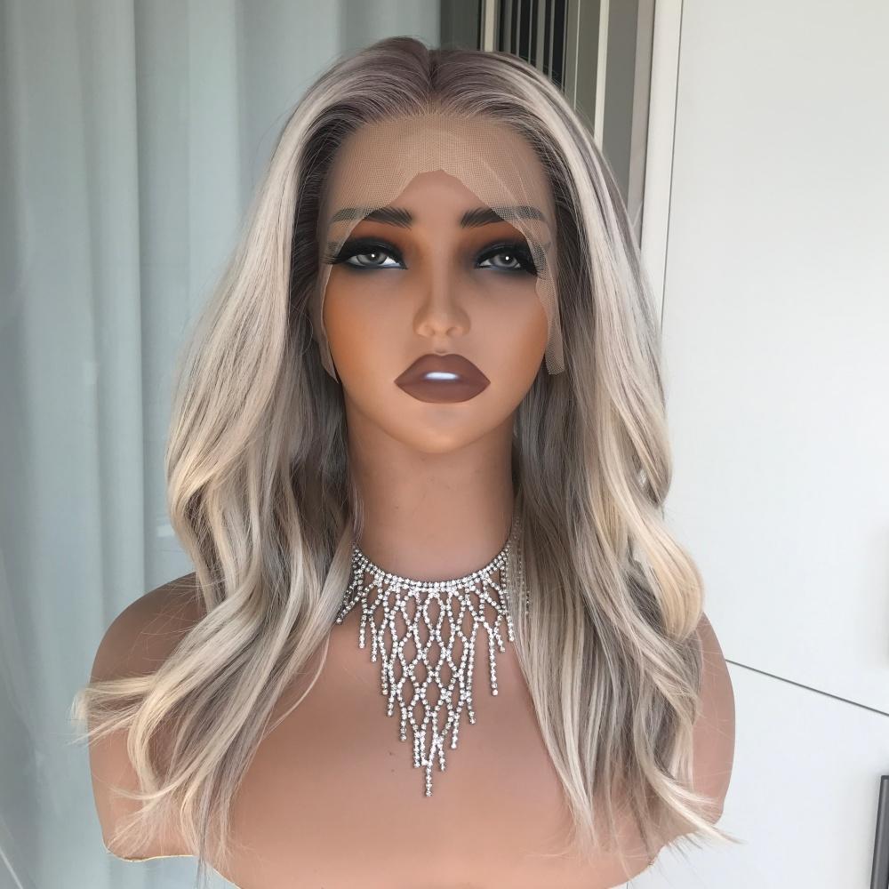 AISOM Layla Toasted Beige Blonde with Brown Lowlights Free Part Lace Front Wig