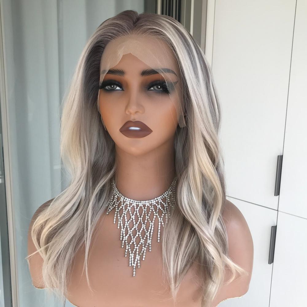 AISOM Layla Toasted Beige Blonde with Brown Lowlights Free Part Lace Front Wig