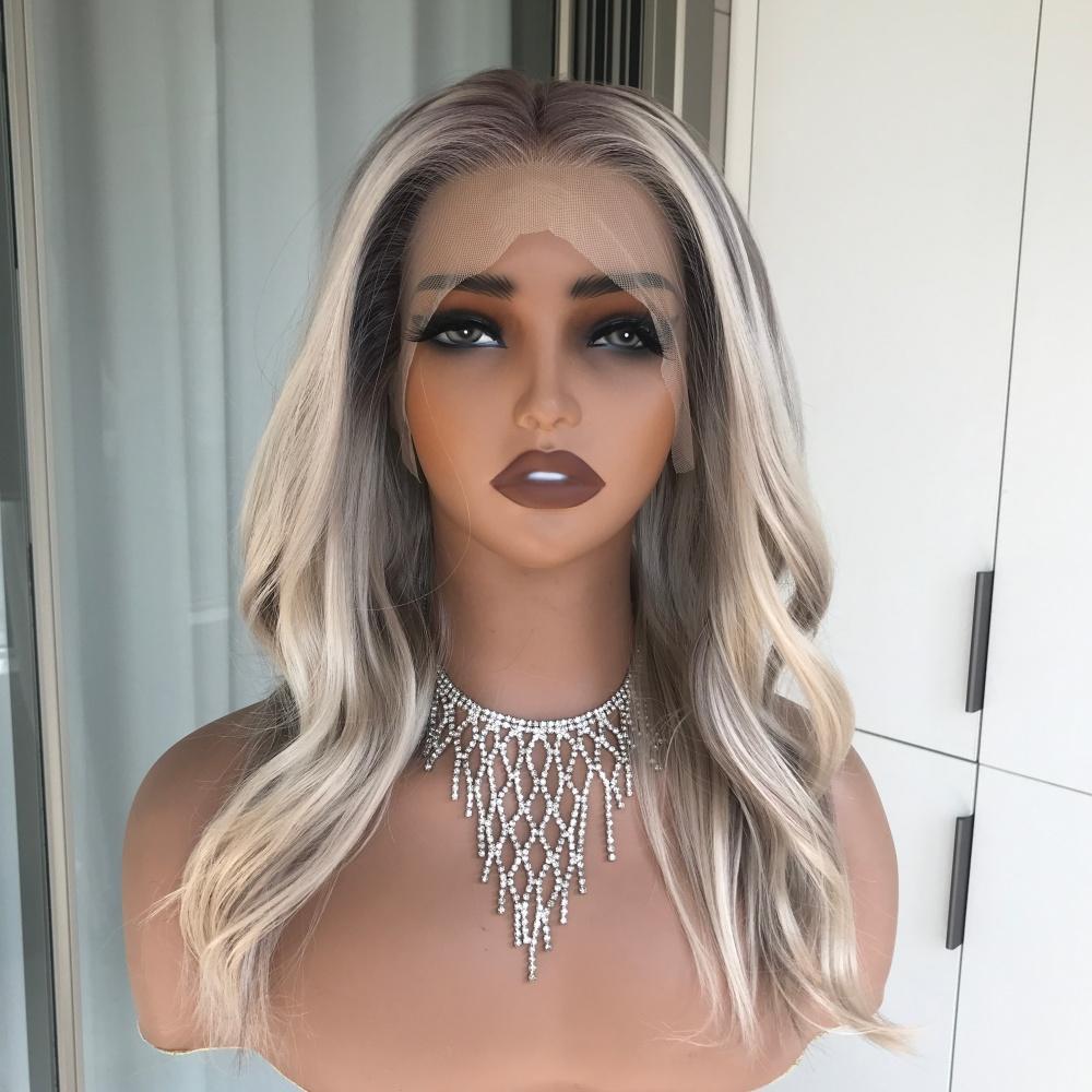 AISOM Layla Toasted Beige Blonde with Brown Lowlights Free Part Lace Front Wig