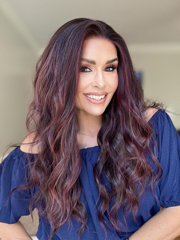 AISOM Marissa Black Cherry Long Water Wave 13x4 Free Part Lace Front Wig