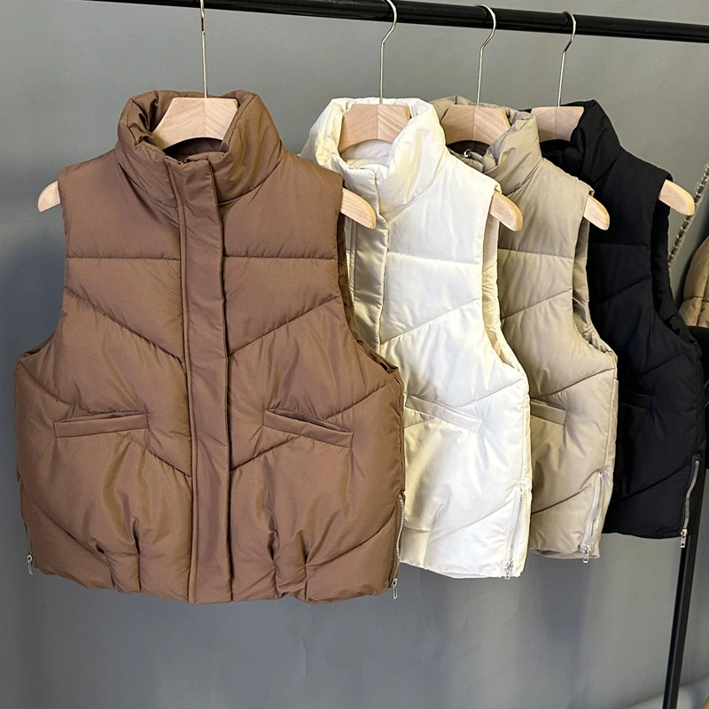 Standing collar women's down vest