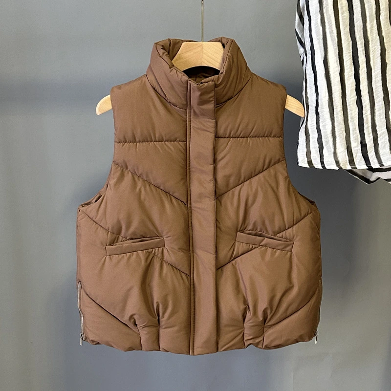 Standing collar women's down vest