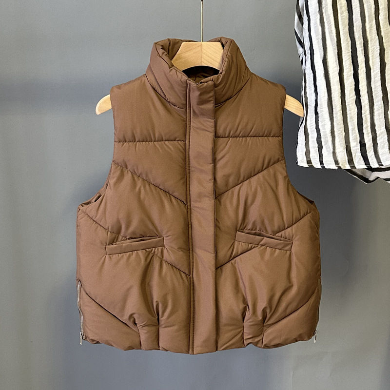 Standing collar women's down vest