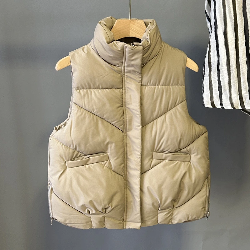 Standing collar women's down vest