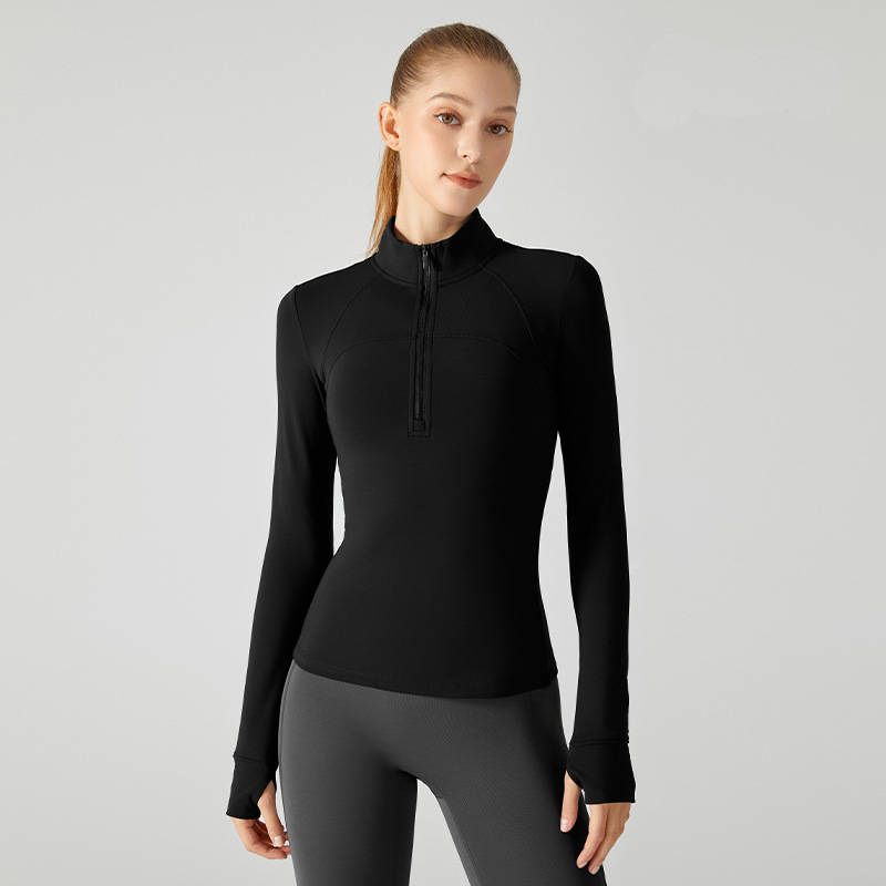 Workout Jackets For Women Athletic Zip Pullover Top With Thumb Holes