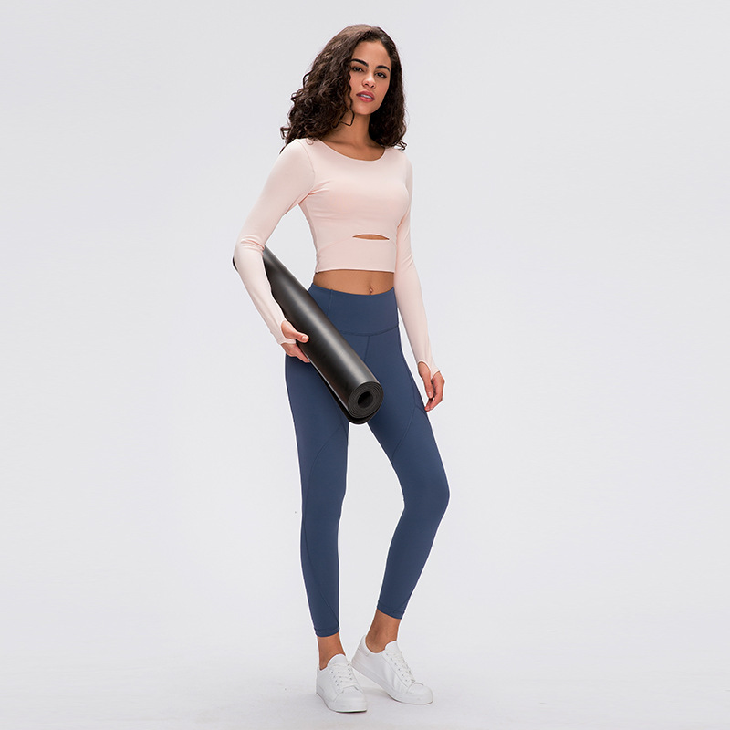 Long yoga Sleeve Workout Tops for Women Workout Crop Tops