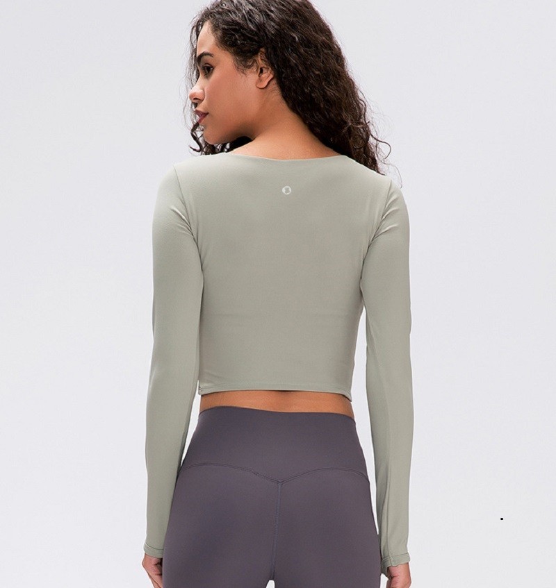 Long yoga Sleeve Workout Tops for Women Workout Crop Tops