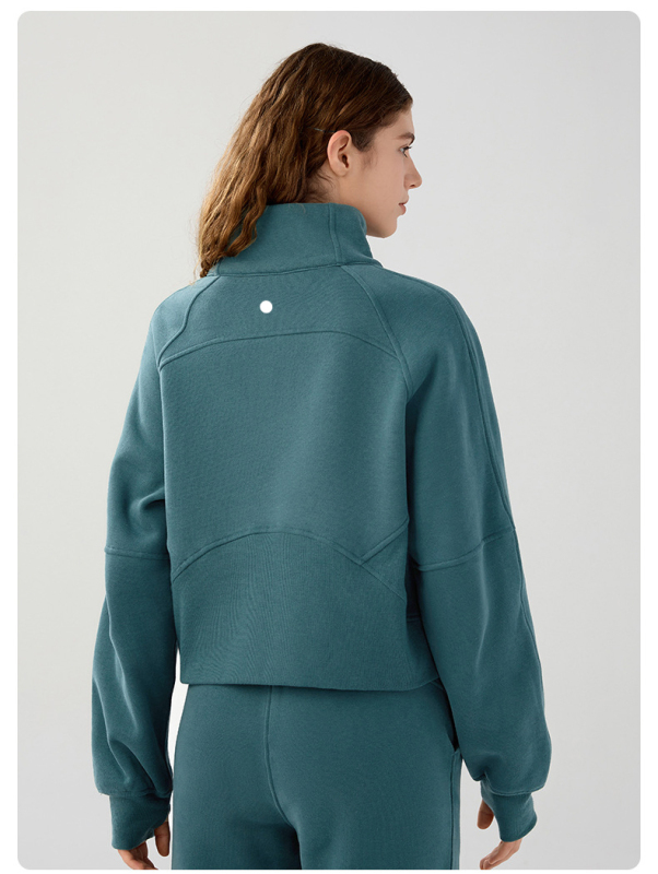 Women's zippered sports shirt collar hoodie