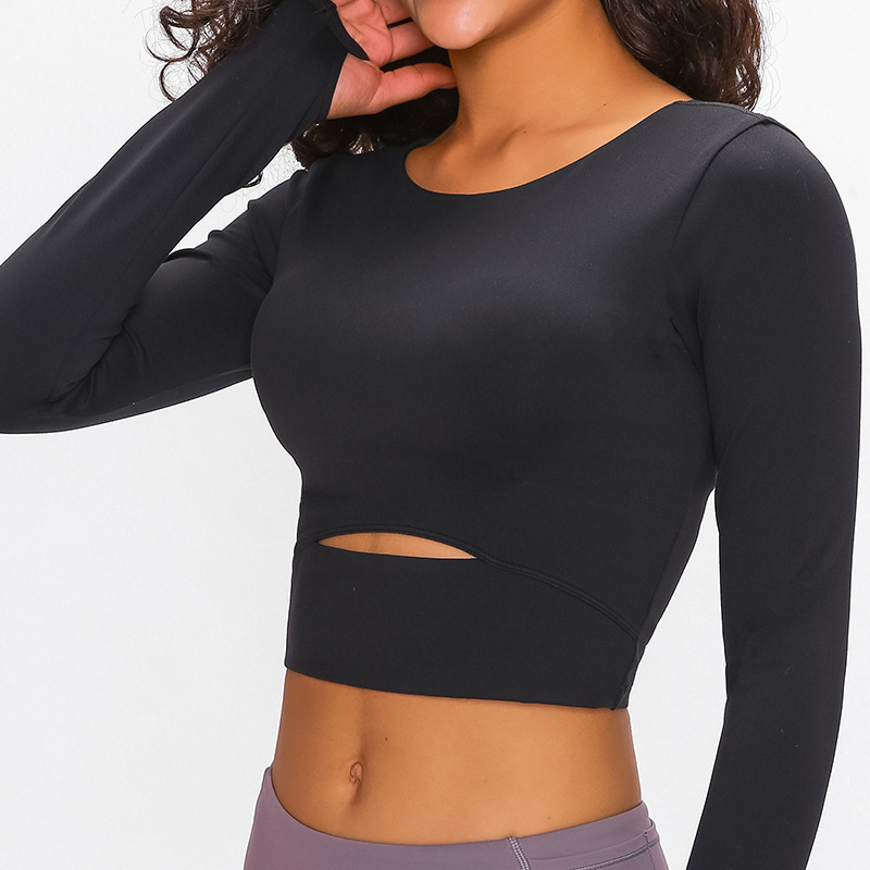 Long yoga Sleeve Workout Tops for Women Workout Crop Tops
