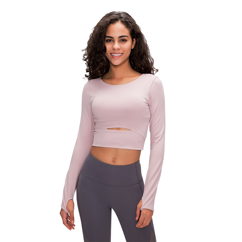 Long yoga Sleeve Workout Tops for Women Workout Crop Tops