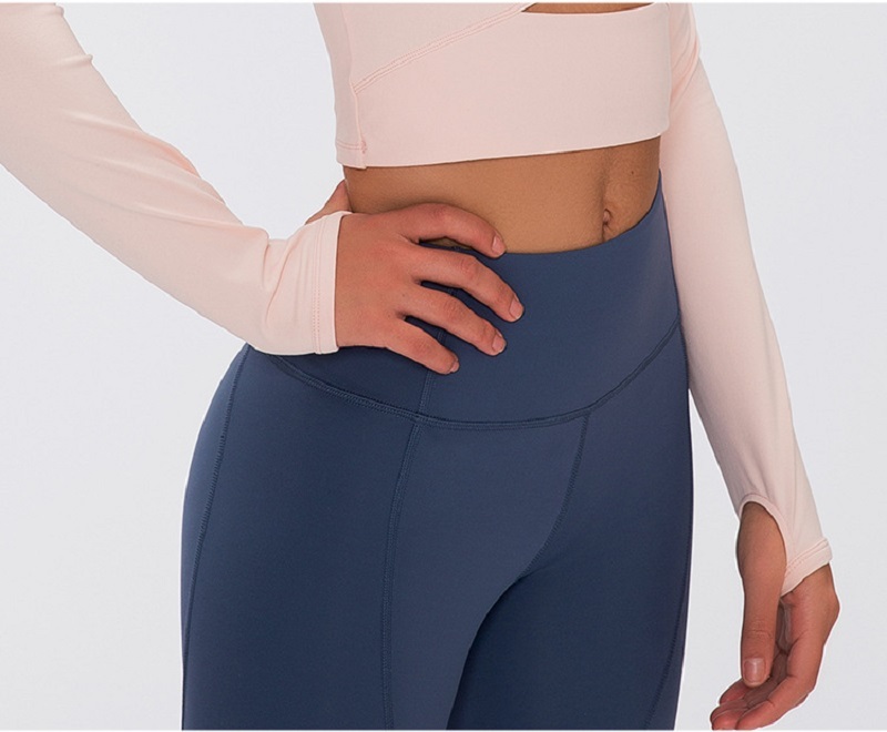 Long yoga Sleeve Workout Tops for Women Workout Crop Tops