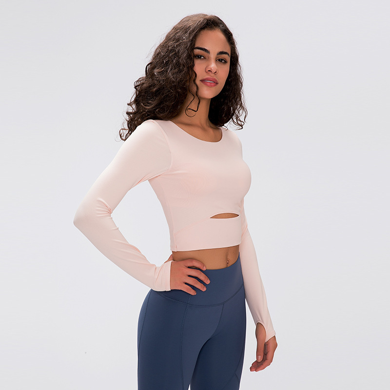 Long yoga Sleeve Workout Tops for Women Workout Crop Tops