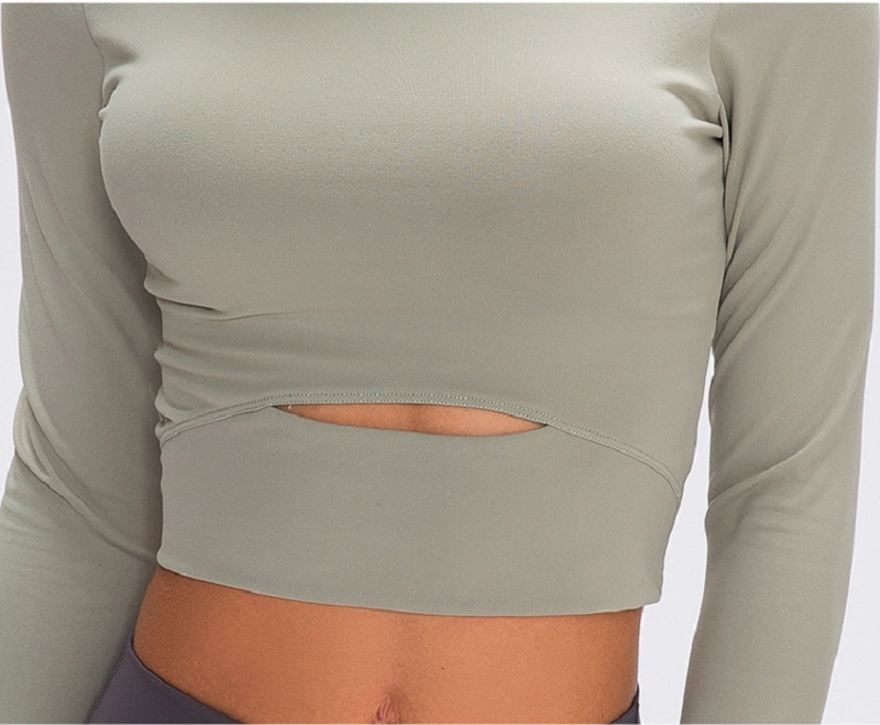 Long yoga Sleeve Workout Tops for Women Workout Crop Tops