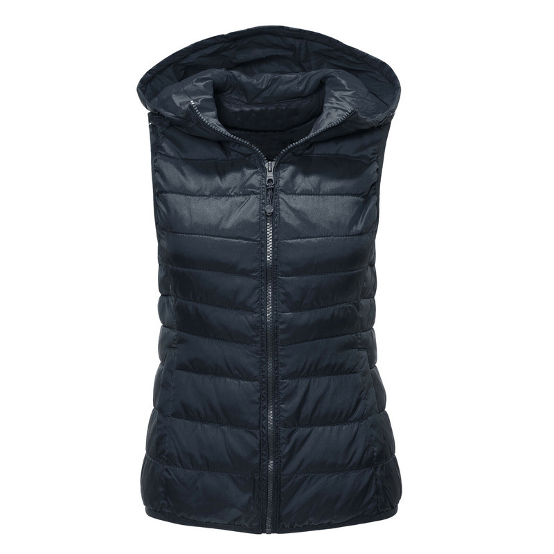 Women's Puffer Vest Lightweight Hooded Slim Fit Running