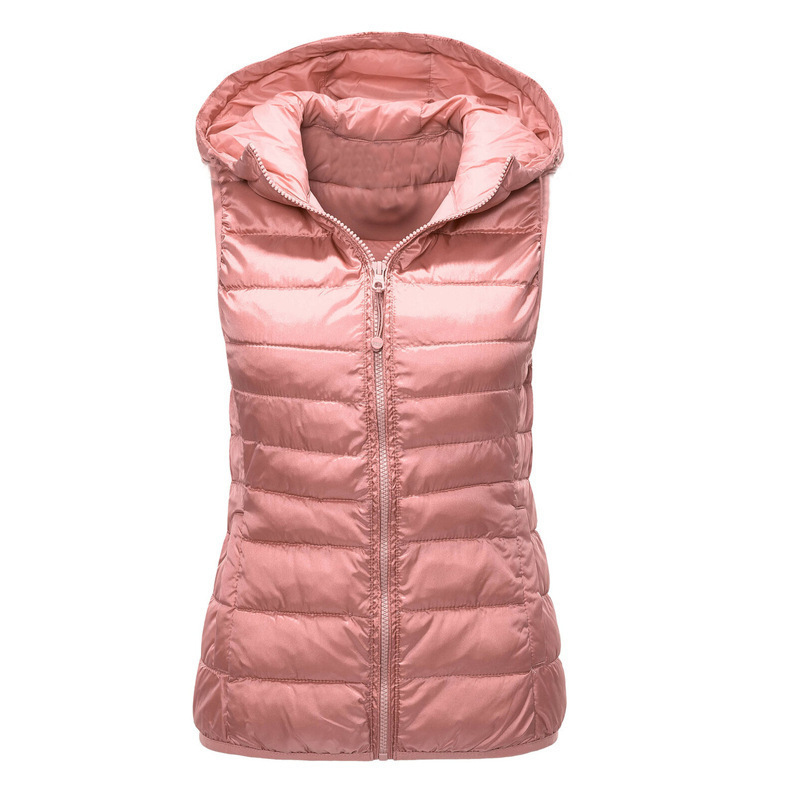 Women's Puffer Vest Lightweight Hooded Slim Fit Running