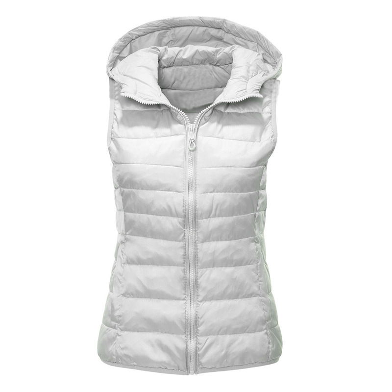 Women's Puffer Vest Lightweight Hooded Slim Fit Running