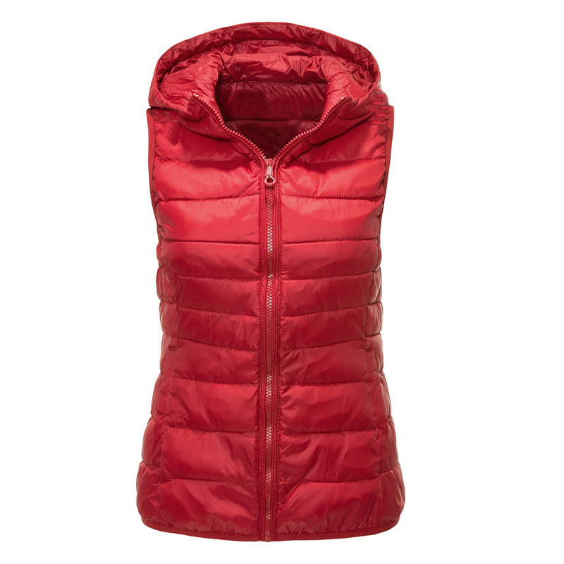 Women's Puffer Vest Lightweight Hooded Slim Fit Running