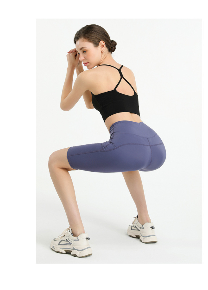 Women's High Waist Biker Short Side Pocket Workout Tummy Control Bike Shorts Yoga Running Exercise Spandex Leggings