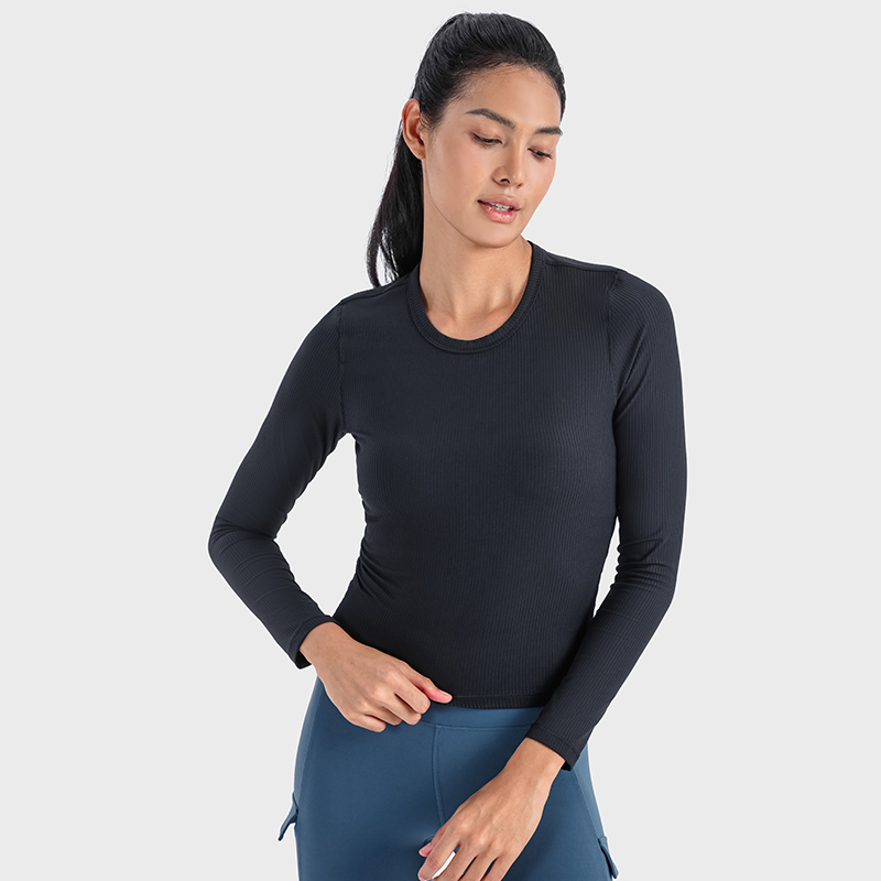 Workout Long Sleeve Shirts for Women Athletic Crewneck Yoga Casual Tops Plain T-Shirt