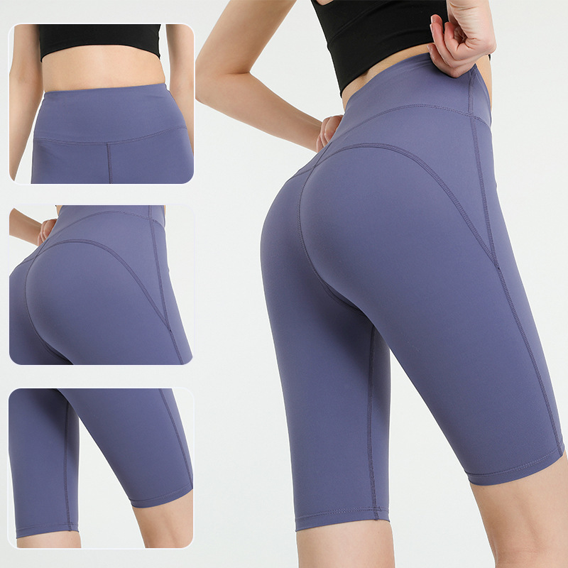 Women's High Waist Biker Short Side Pocket Workout Tummy Control Bike Shorts Yoga Running Exercise Spandex Leggings