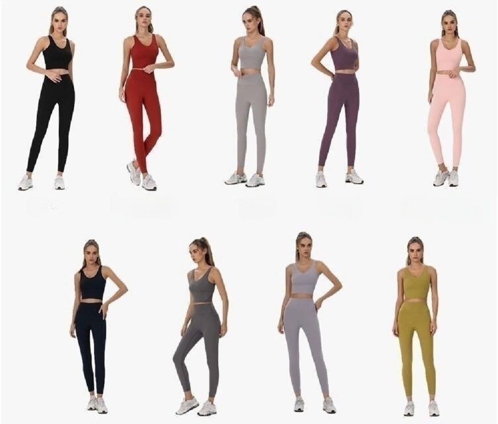 Women Workout Sets 2 Pieces Suits High Waisted Yoga Leggings with Stretch Sports Bra Gym Tracksuits Active Set
