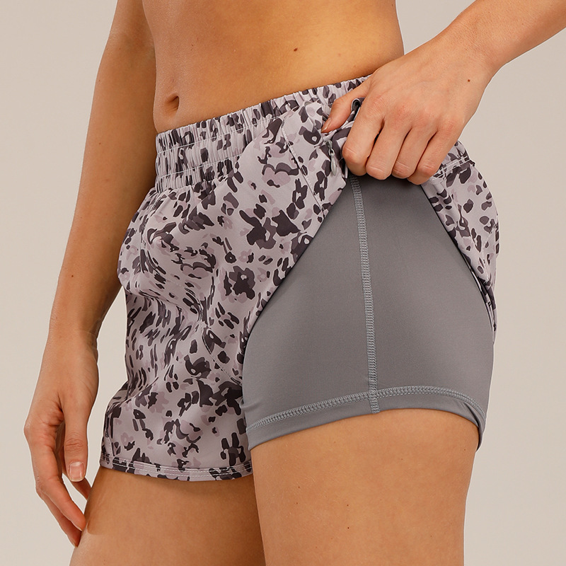 Women's Running Shorts with Zip Pockets High Waisted Athletic Workout Gym Shorts for Women with Liner
