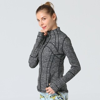 Womens Sports Running Yoga Jacket Slim Fit Full Zip Track Jacket Turtleneck Workout Jacket