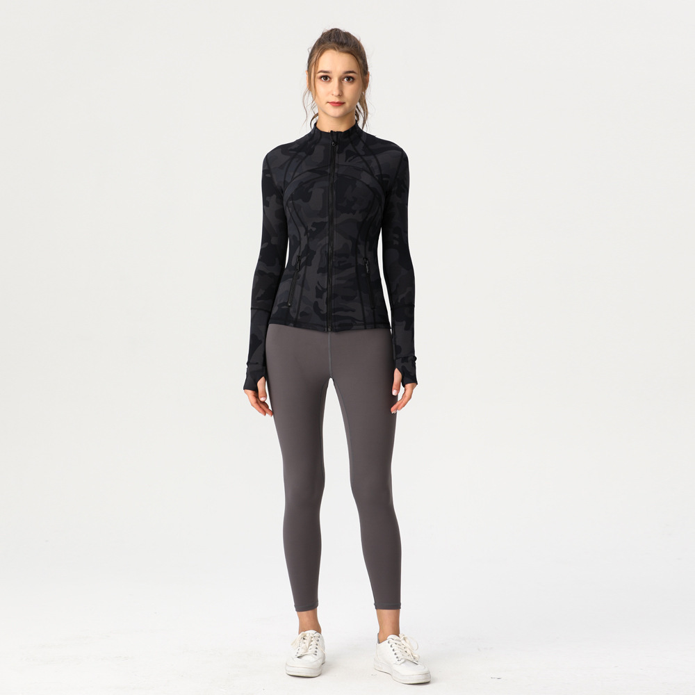 Womens Sports Running Yoga Jacket Slim Fit Full Zip Track Jacket Turtleneck Workout Jacket