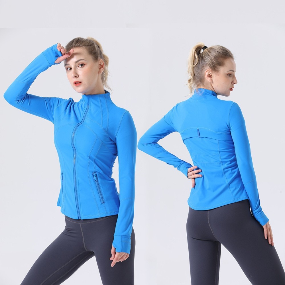 Womens Sports Running Yoga Jacket Slim Fit Full Zip Track Jacket Turtleneck Workout Jacket