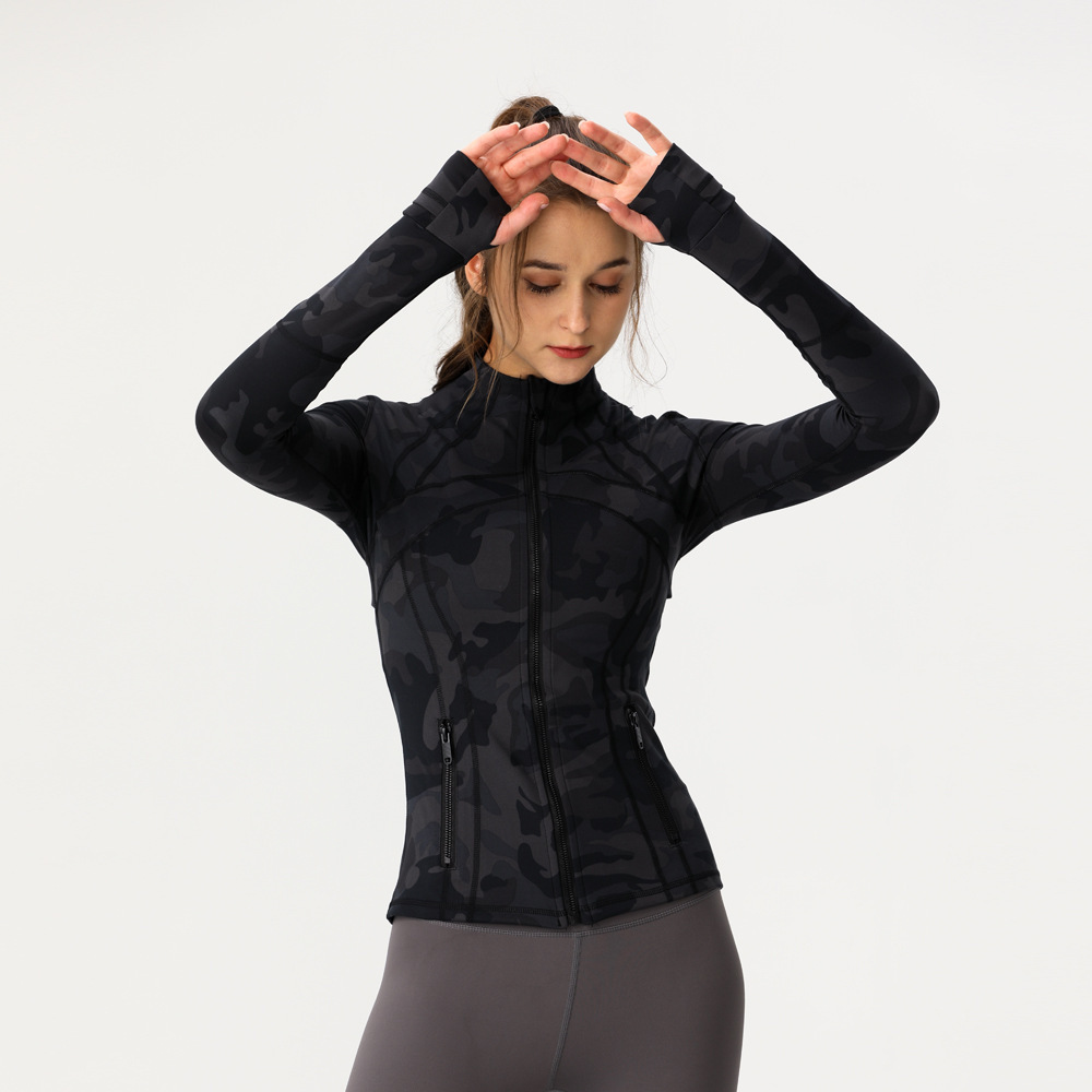 Womens Sports Running Yoga Jacket Slim Fit Full Zip Track Jacket Turtleneck Workout Jacket