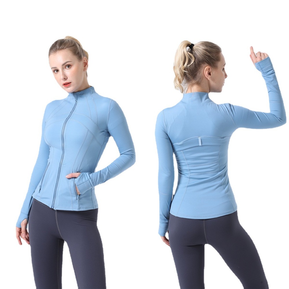 Womens Sports Running Yoga Jacket Slim Fit Full Zip Track Jacket Turtleneck Workout Jacket