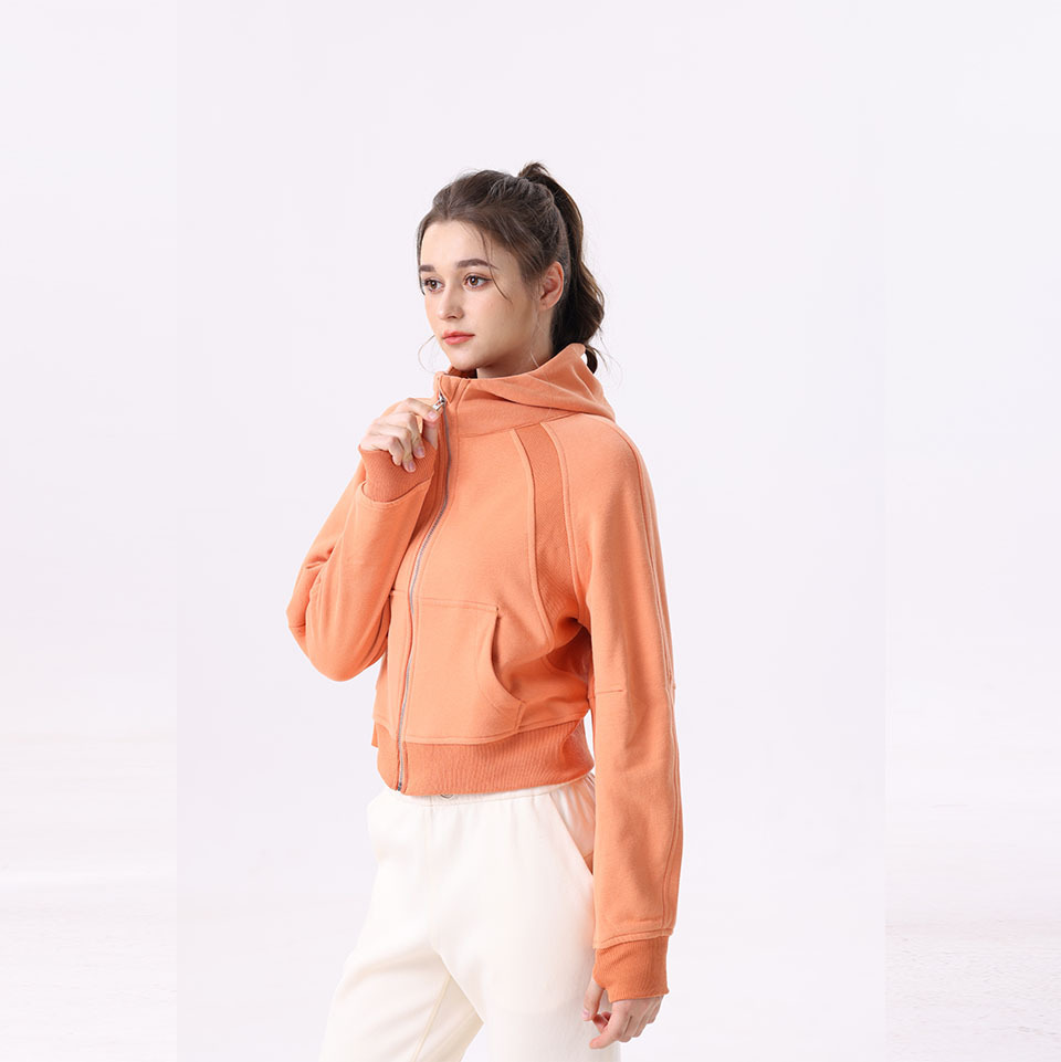 Women's Full Zipper Hoodies Fleece Lined Sweatshirt Jacket Long Sleeve Crop Tops Sweater Thumb Hole