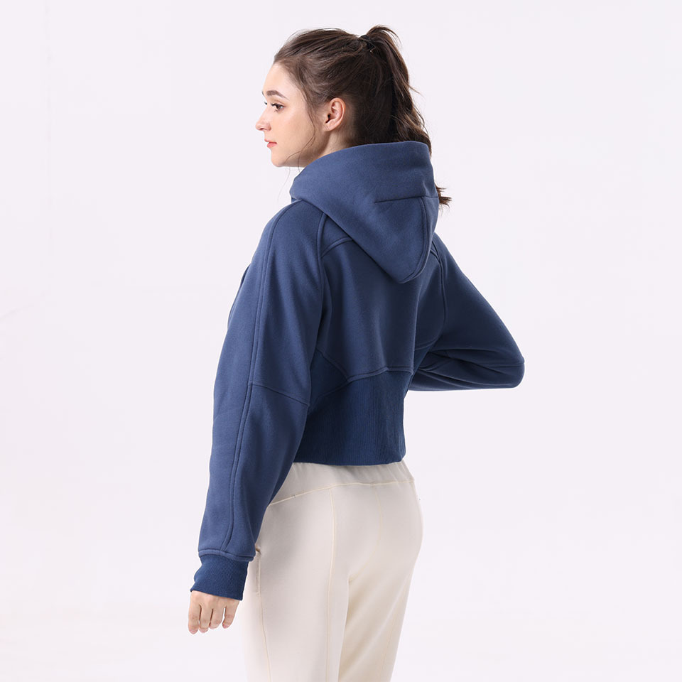 Women's Full Zipper Hoodies Fleece Lined Sweatshirt Jacket Long Sleeve Crop Tops Sweater Thumb Hole
