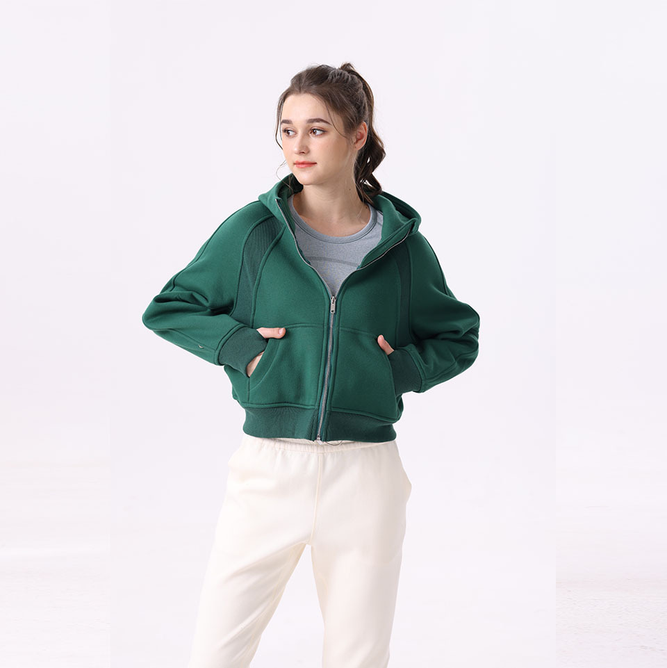 Women's Full Zipper Hoodies Fleece Lined Sweatshirt Jacket Long Sleeve Crop Tops Sweater Thumb Hole