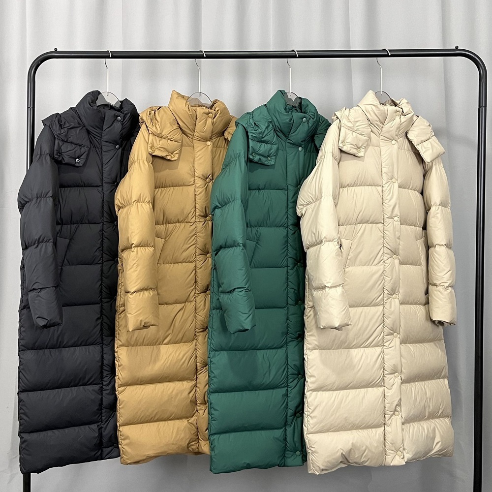 Women Ultra Light Down Jacket Packable Puffer Jacket Coat Hooded Mid Length Winter Outwear